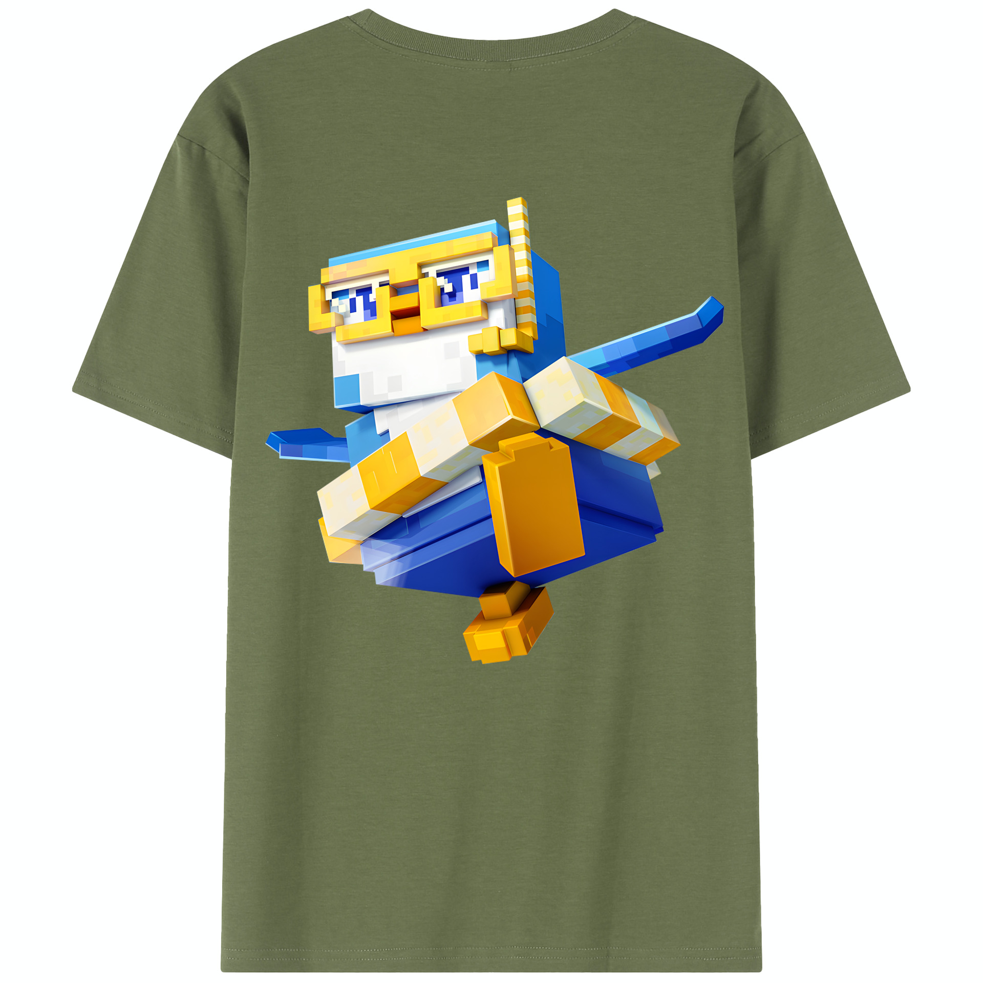 （画像用） マインクラフト ブロックの世界 Minecraft MC Block world 綿100％半袖Tシャツ（背面プリント）